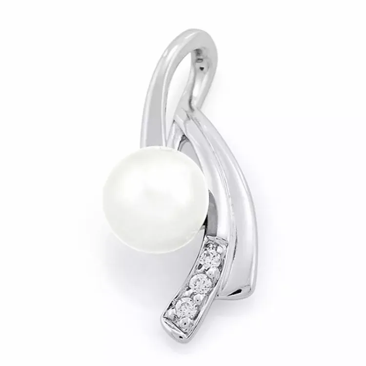 Abstrakt diamantanheng i 14 karat hvitt gull 0,03 ct