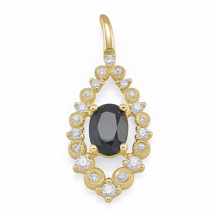 Ovalt safir anheng i 14 karat gull 0,25 ct