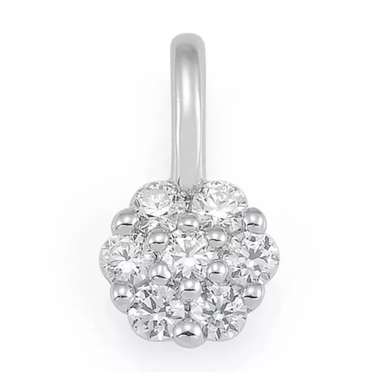 Rundt diamant anheng i 14 karat hvitt gull 0,154 ct