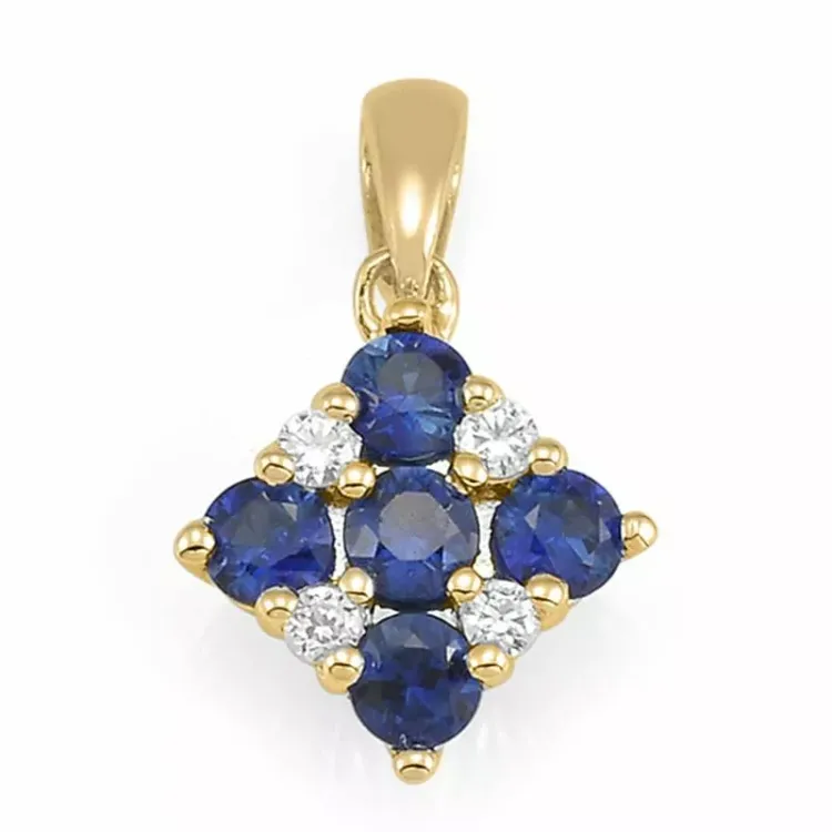 Firkantet safir anheng i 14 karat gull 0,052 ct