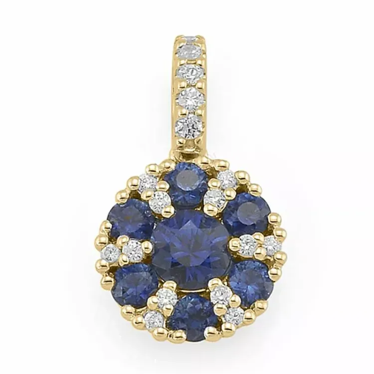 blå safir anheng i 14 karat gull 0,089 ct 0,68 ct
