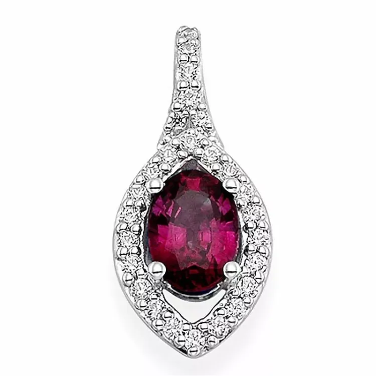 ovalt rubin anheng i 14 karat hvitt gull 0,20 ct 1,0 ct