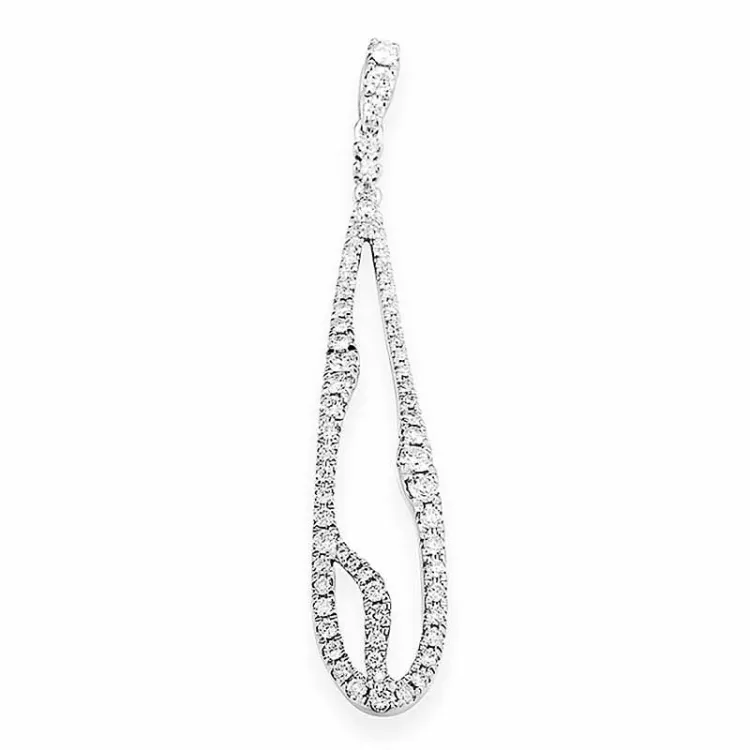 langt diamant anheng i 14 karat hvitt gull 0,923 ct