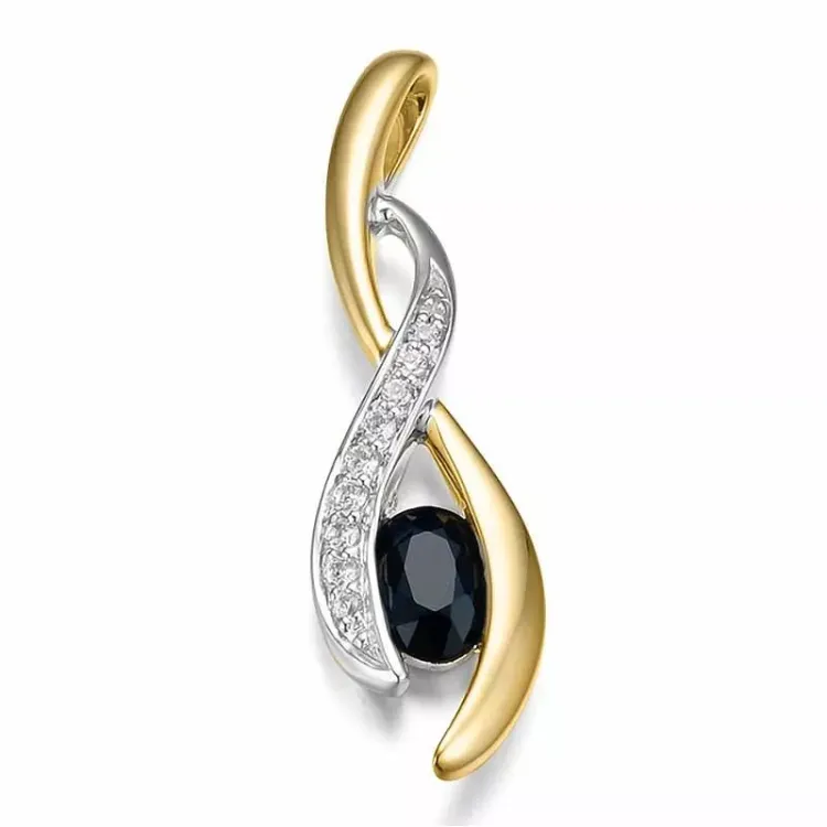 abstrakt safir diamantanheng i 14 karat gull og hvitt gull 0,069 ct 0,65 ct