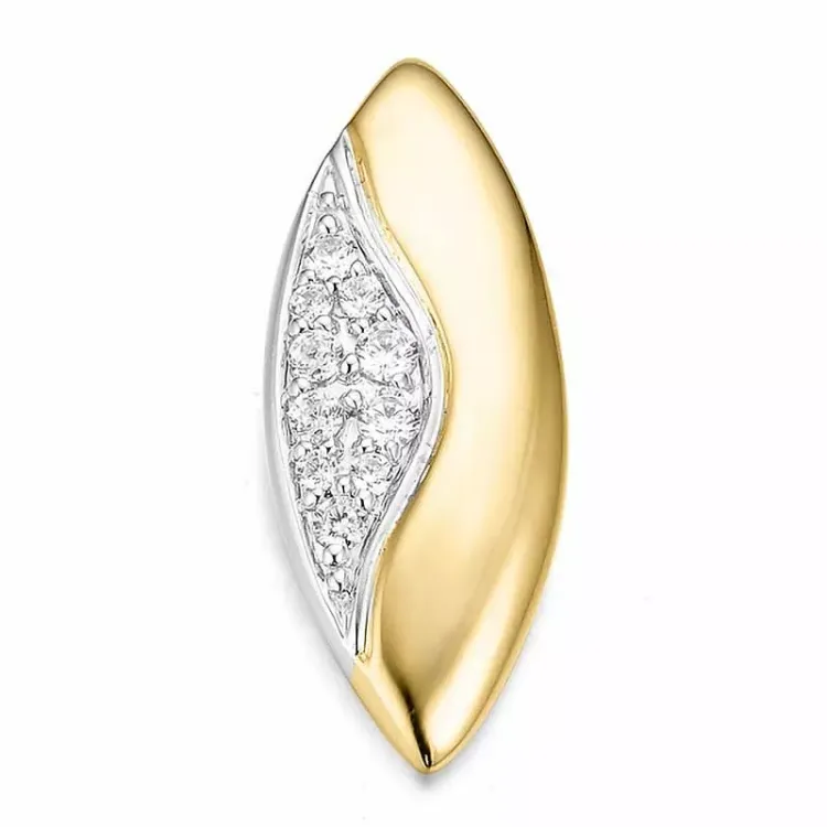 Ovalt diamant anheng i 14 karat gull og hvitt gull 0,214 ct