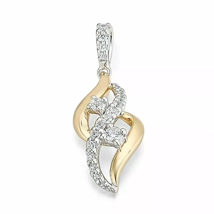 abstrakt diamantanheng i 14 karat gull og hvitt gull 0,25 ct