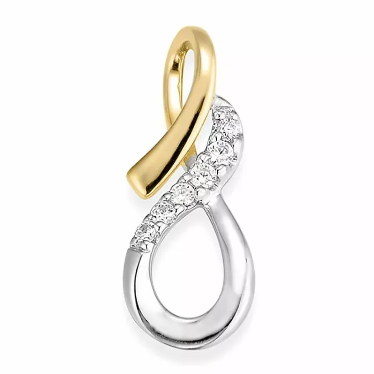 diamant anheng i 14 karat gull og hvitt gull 0,074 ct