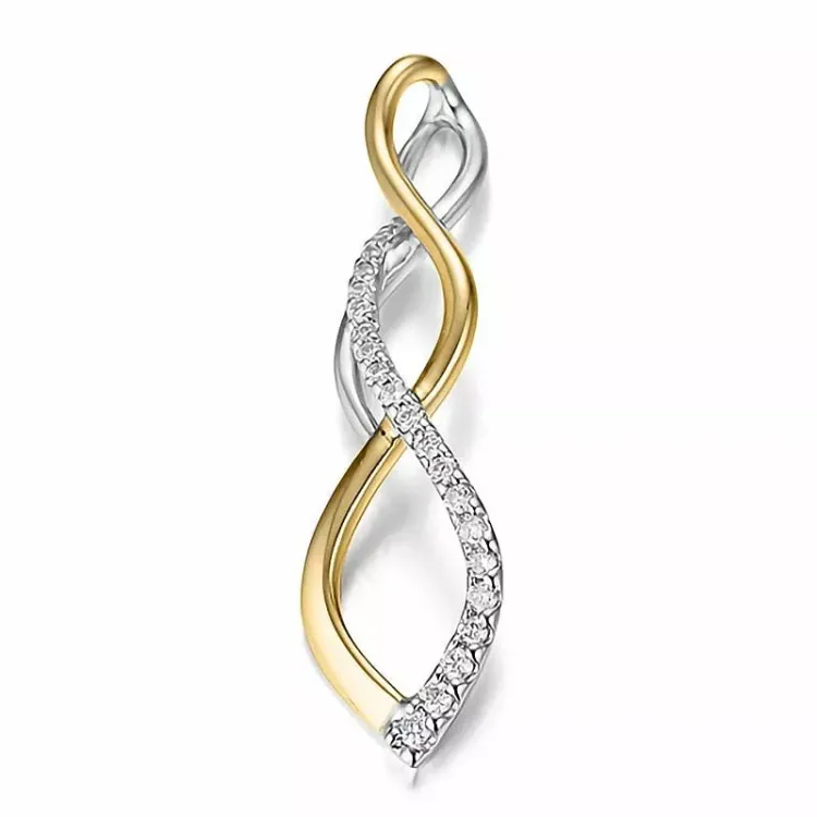 abstrakt diamantanheng i 14 karat gull og hvitt gull 0,163 ct