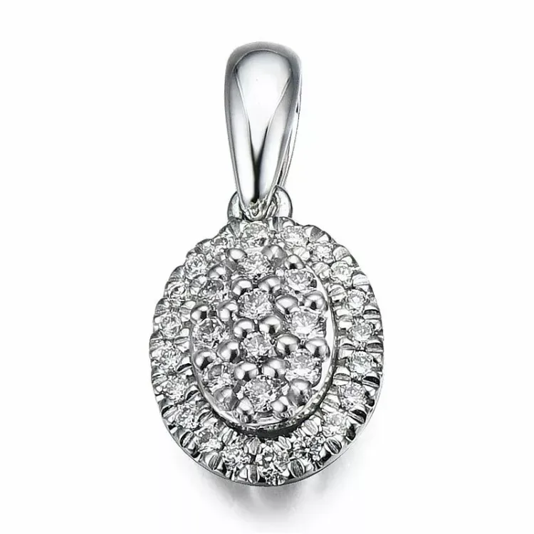 ovalt diamantanheng i 14 karat hvitt gull 0,18 ct