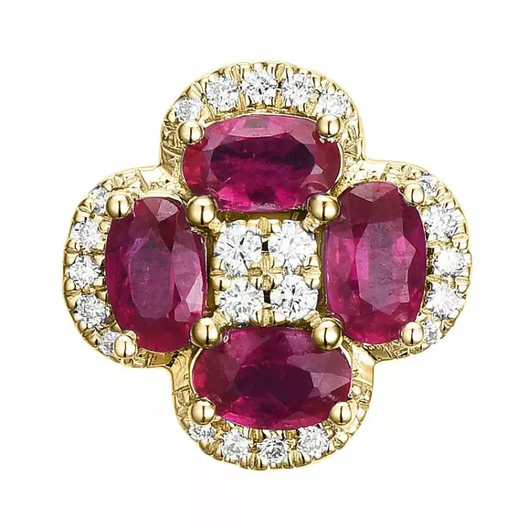 rubin diamantanheng i 14 karat gull 0,13 ct 1,40 ct
