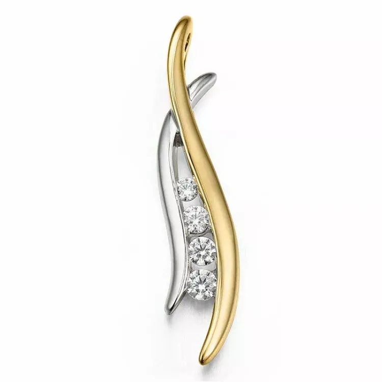 diamant anheng i 14 karat gull og hvitt gull 0,116 ct