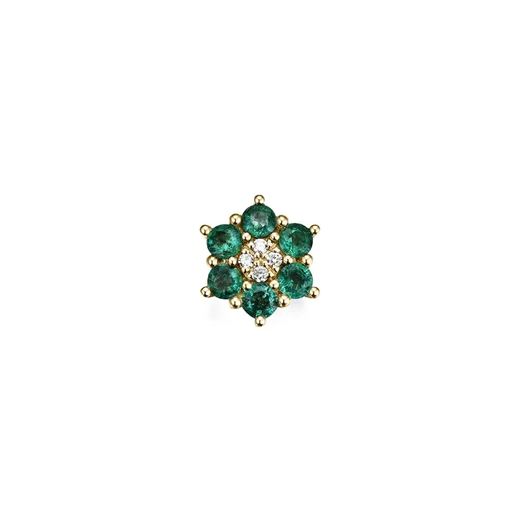 blomst smaragd diamantanheng i 14 karat gull 0,86 ct 0,04 ct