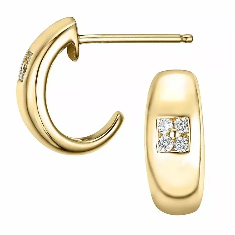 diamant halvcreol i 14 karat gull med diamant 