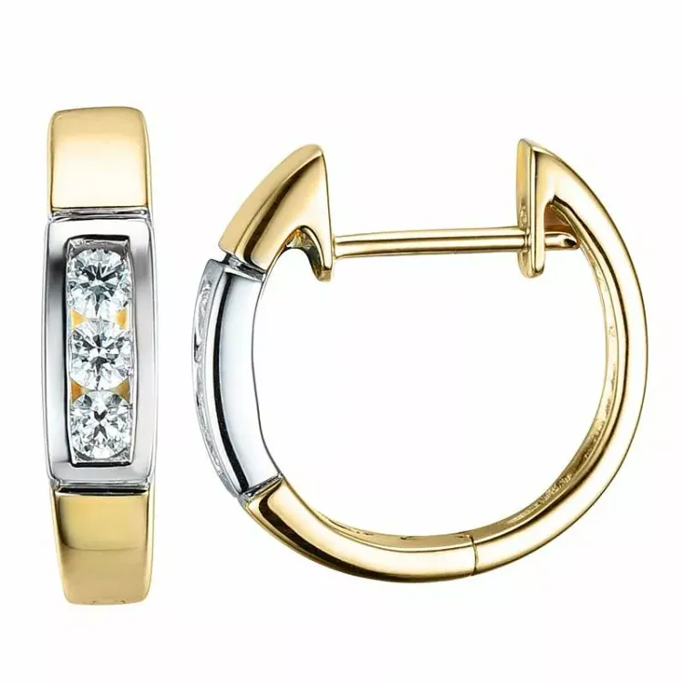 14 mm diamant creol i 14 karat gull og hvitt gull med diamant