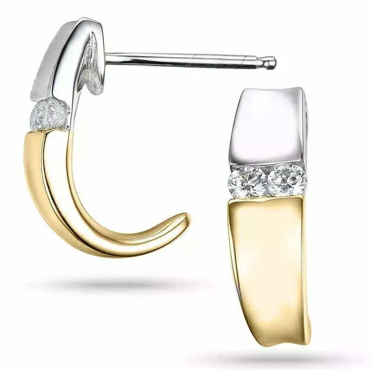 hvite diamant halvcreol i 14 karat gull og hvitt gull med diamant