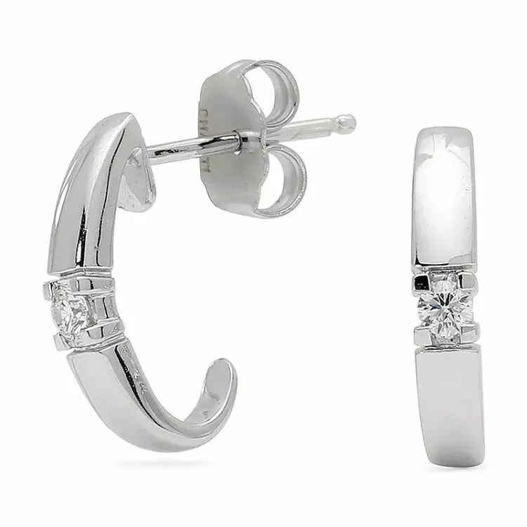 halvcreol i 14 karat hvitt gull med diamant