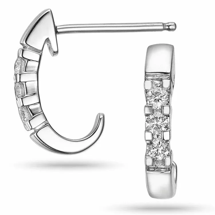 Diamant halvcreol i 14 karat hvitt gull med diamanter