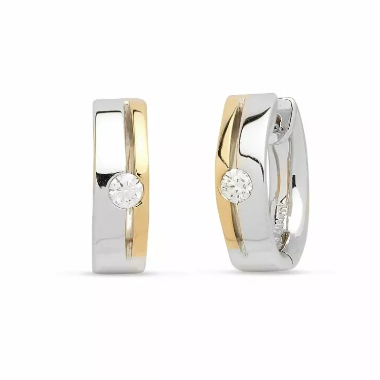 14 mm diamant creol i 14 karat gull og hvitt gull med diamanter