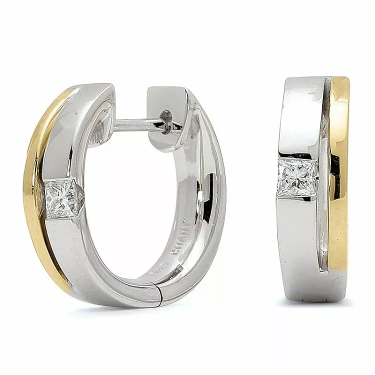 13 mm diamant creol i 14 karat gull og hvitt gull med diamant