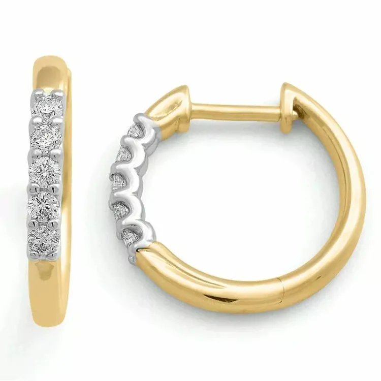 16 mm creol i 14 karat gull og hvitt gull med diamant