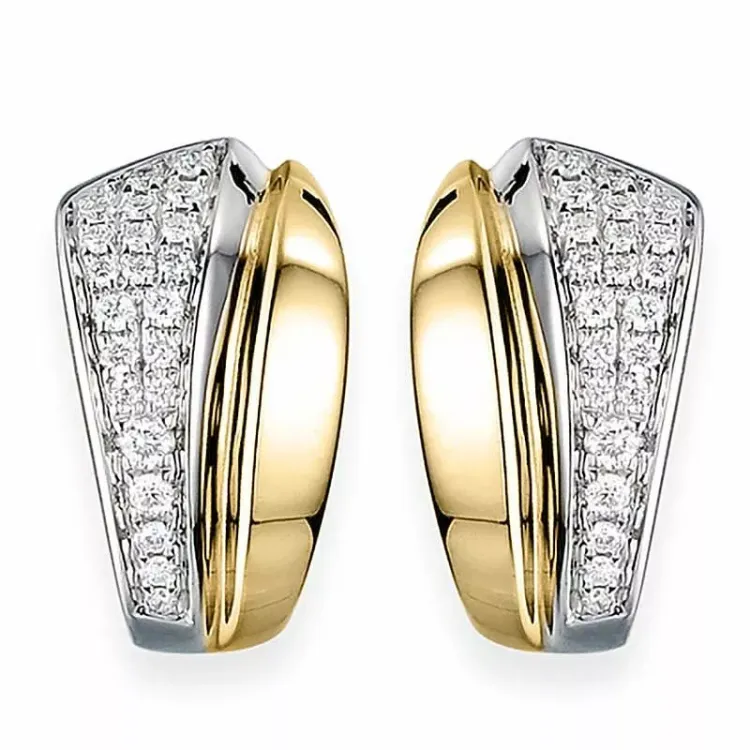 diamant creol i 14 karat gull og hvitt gull med diamant