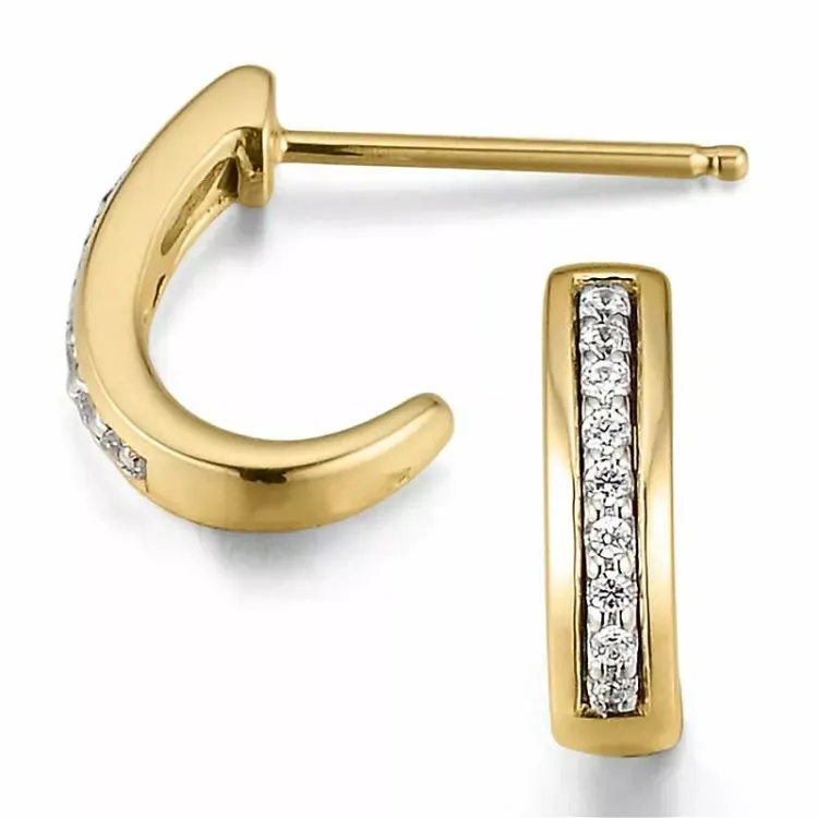 12 mm hvite diamant halvcreol i 14 karat gull med diamanter