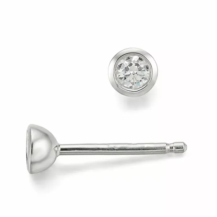 runde diamant solitaireørepynt i 14 karat hvitt gull med diamant