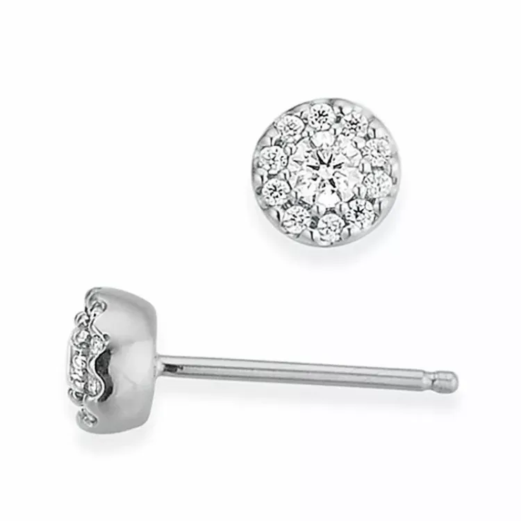 runde briljantøredobb i 14 karat hvitt gull med diamant