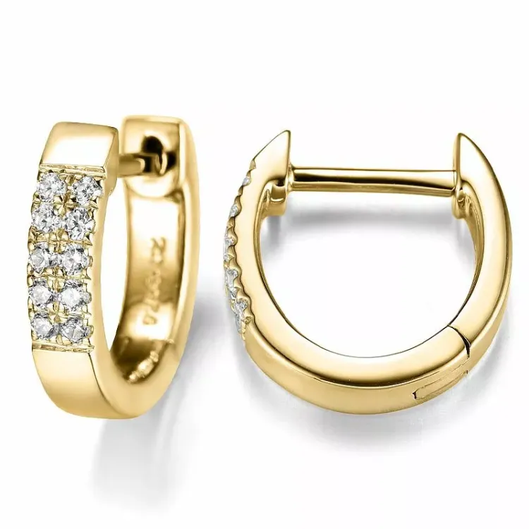12 mm diamant creol i 14 karat gull med diamant