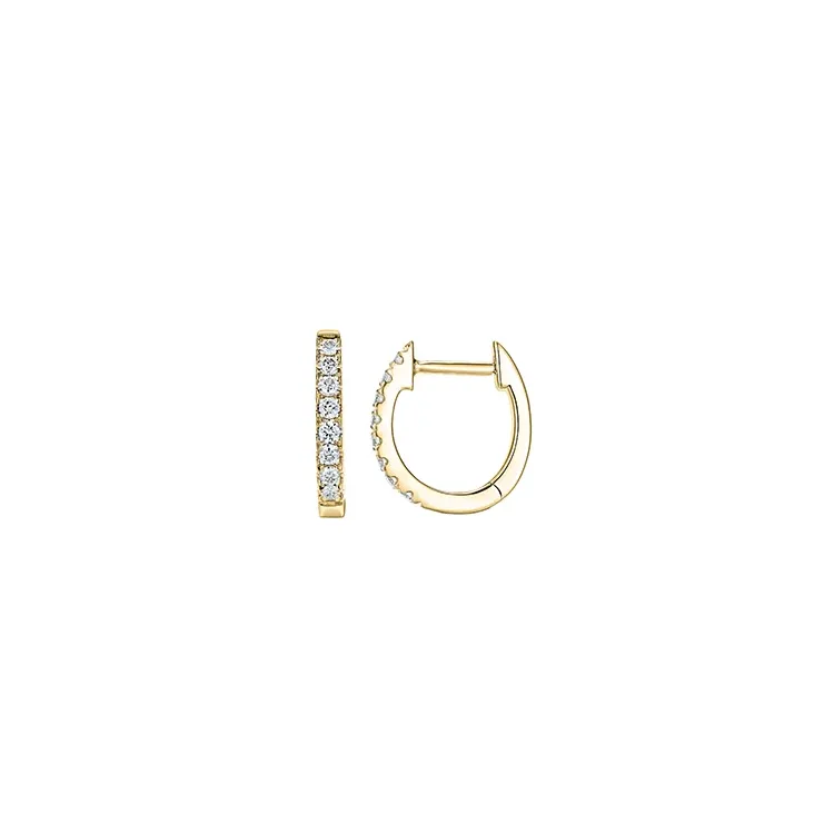 13 mm diamant creol i 14 karat gull med diamant