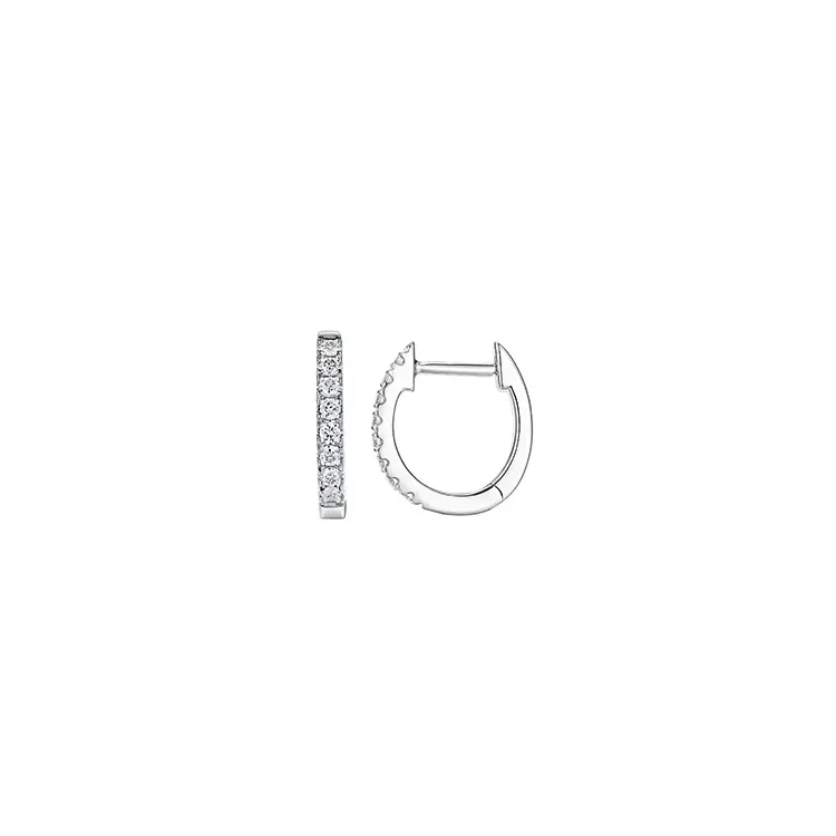 diamant creol i 14 karat hvitt gull med diamant 