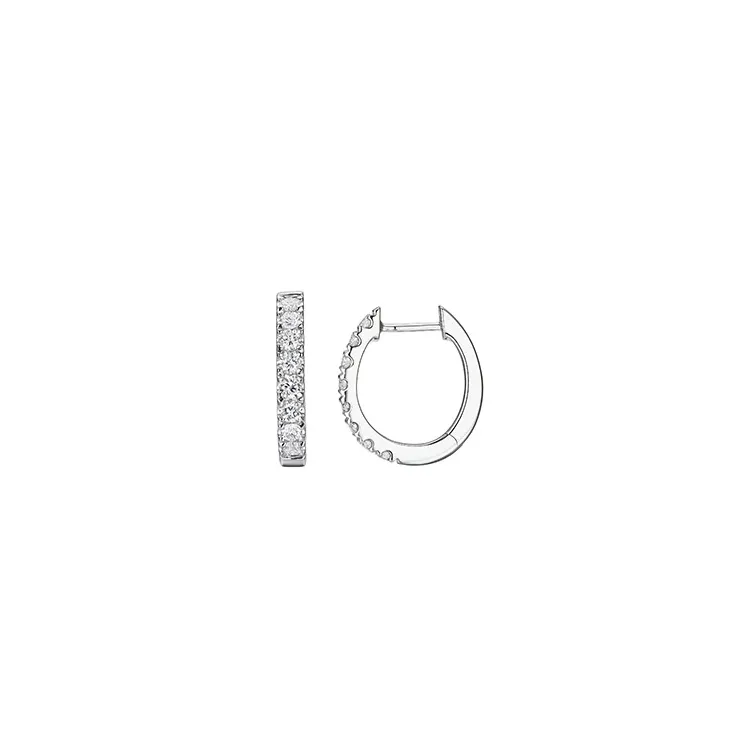 15 mm diamant creol i 14 karat hvitt gull med diamant 