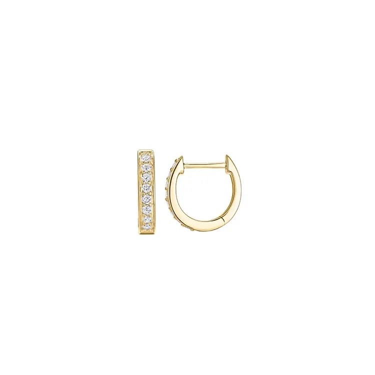12 mm diamant creol i 14 karat gull med diamant 