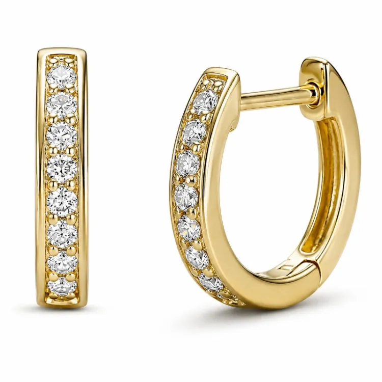 12 mm diamant creol i 14 karat gull med diamant 