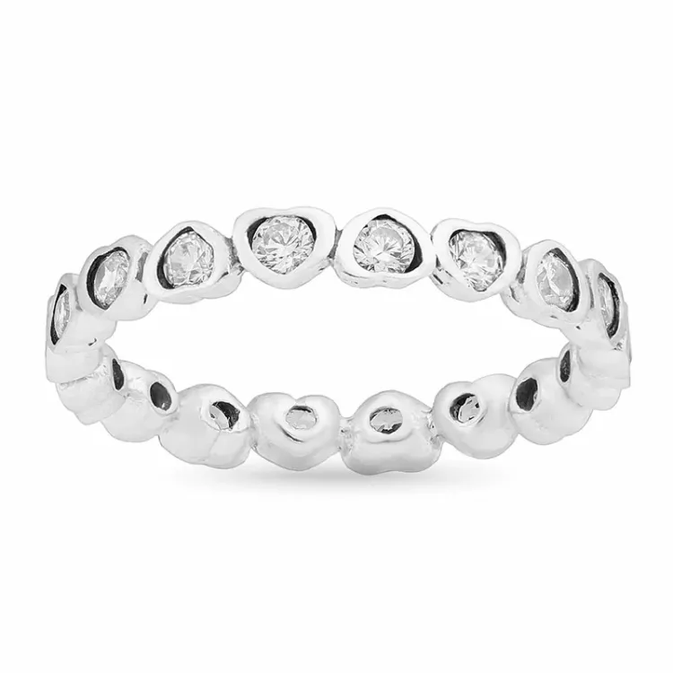 hjerte zirkon ring i sølv
