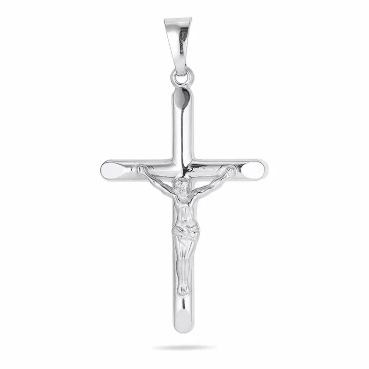 30 x 18 MM kors med Jesus anheng i sølv
