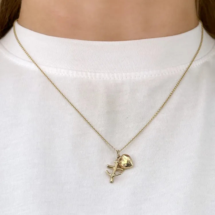 ekte tro-håp-kjærlighet anheng i 9 karat gull - Amoré