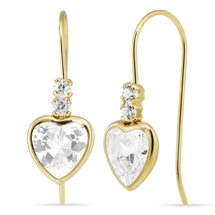 hjerteøredobb i 9 karat gull med zirkon - Gold Collection