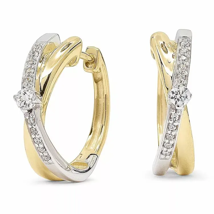 zirkon creol i 9 karat gull med rhodium med