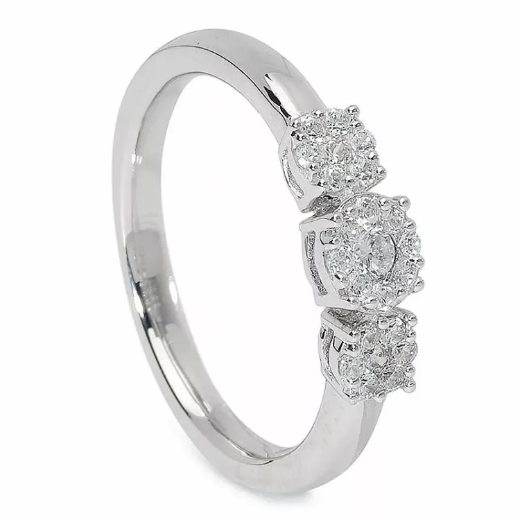 hvit zirkon ring i 9 karat hvitt gull