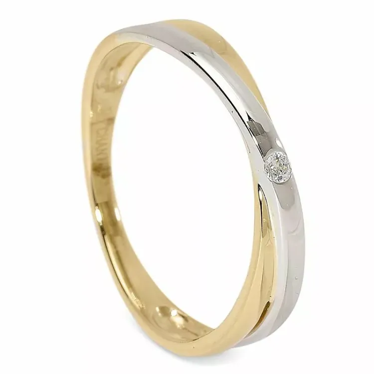 zirkon ring i 9 karat gull og hvitt gull