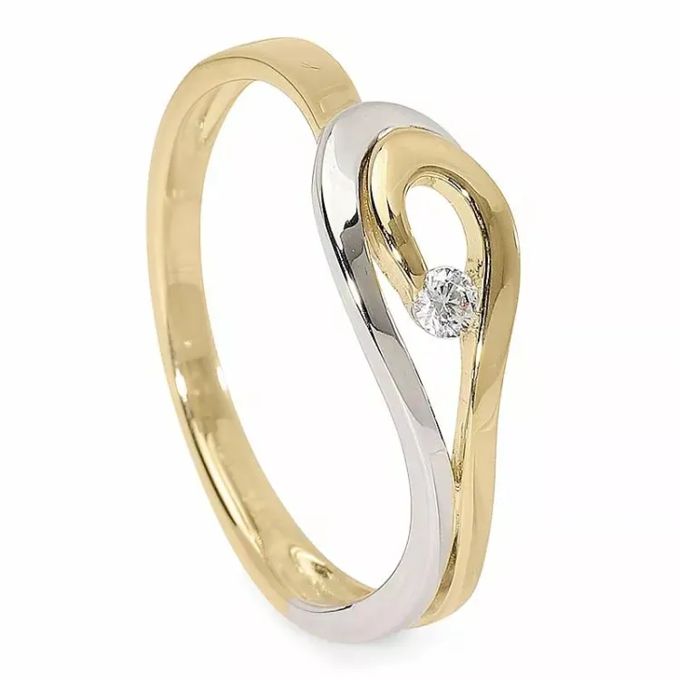 Bedårende zirkon ring i 9 karat gull og hvitt gull