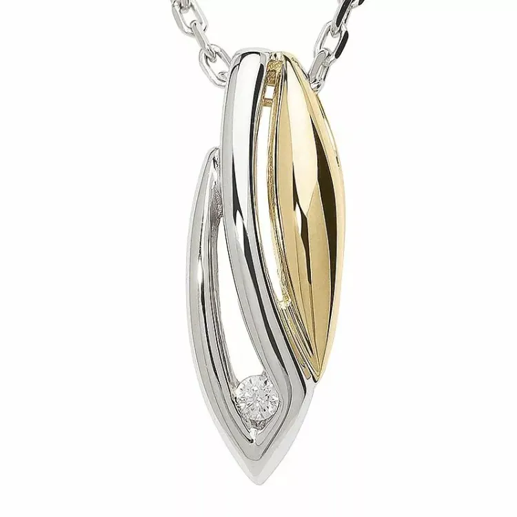 hvit zirkon anheng i 9 karat gull med rhodium