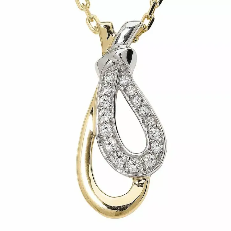 Elegant gull anheng i 9 karat gull med rhodium