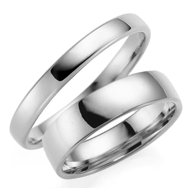 3 og 5 mm gifteringer i 9 karat hvitt gull - par