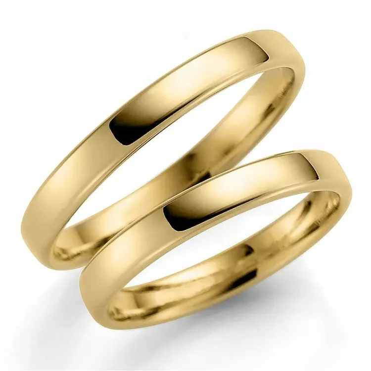 3 mm gifteringer i 9 karat gull - par