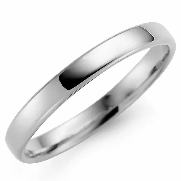 glatt  3 mm giftering i 14 karat hvitt gull