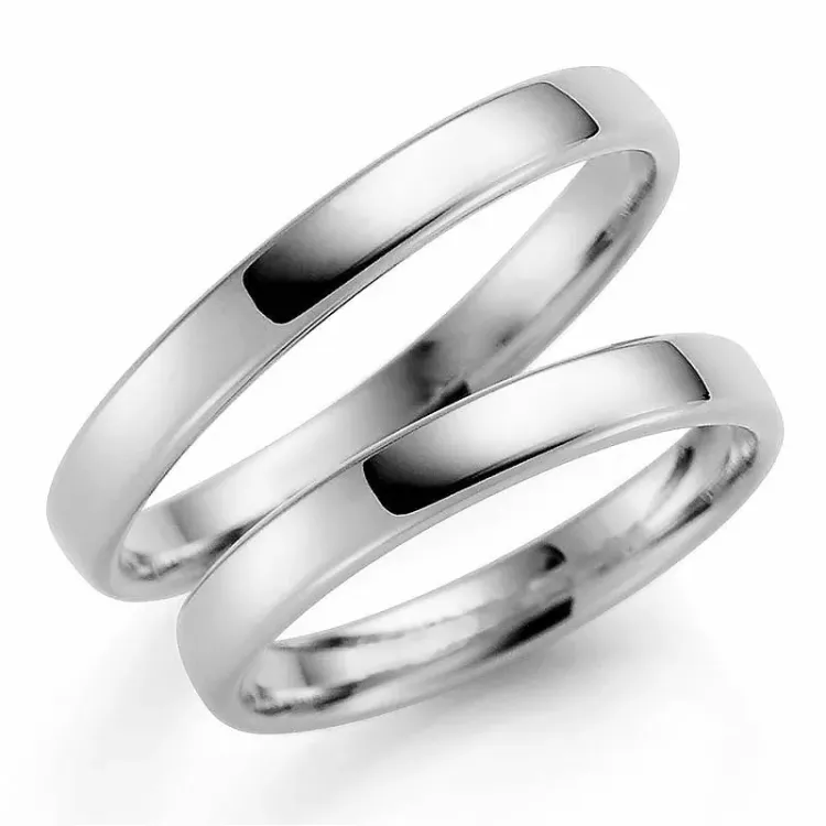 3 mm gifteringer i 9 karat hvitt gull - par