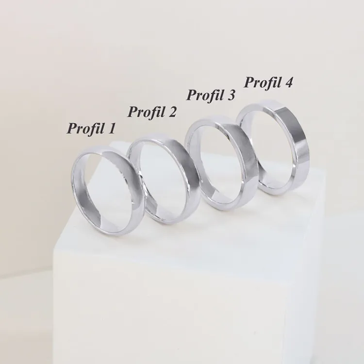 4 og 3 mm gifteringer i 14 karat hvitt gull 0,02 ct - par