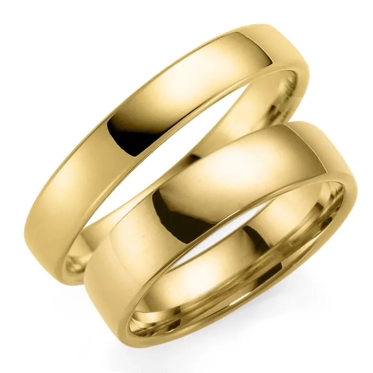 4 og 5 mm gifteringer i 9 karat gull - par
